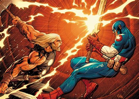 Thor Vs Captain America By Frank Cho Avengers Marvel Comic Books