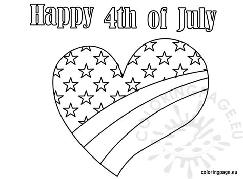 Heart Happy 4th Of July Coloring Coloring Page
