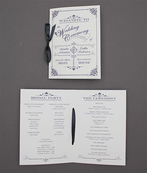 ornate vintage type wedding program booklet  print