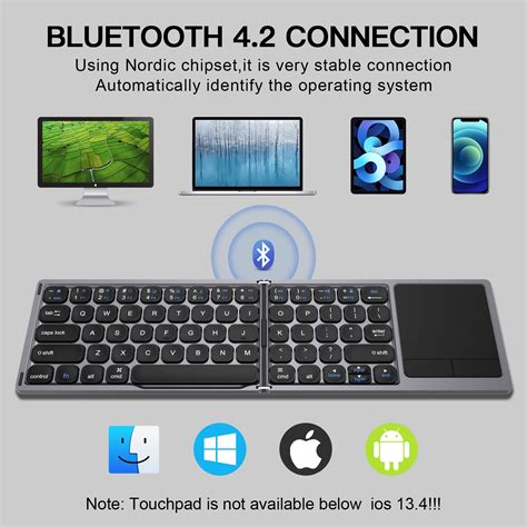 Black Foldable Bt Wireless Folding Bluetooth Keyboard Qwerty Layout