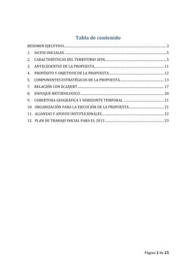 Tabla De Contenido Resume