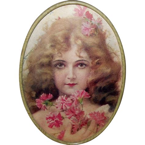 Petite Vintage Print Of Blonde Girl In Oval Frame Vintage Prints