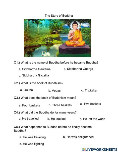 The Buddha Worksheet Live Worksheets