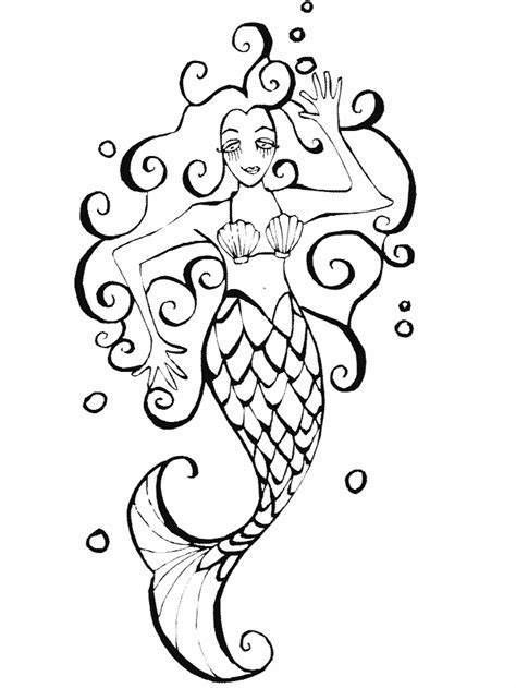 Gambar Stunning Cartoon Mermaid Clip Art Black White Mermaids Coloring