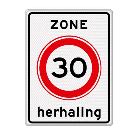 Verkeersbord Rvv A01 30zh Herhaling Maximum Snelheid Zone Traffic