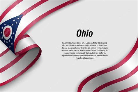 Premium Vector Waving Ribbon Or Banner With Flag Of Ohio State Of Usa