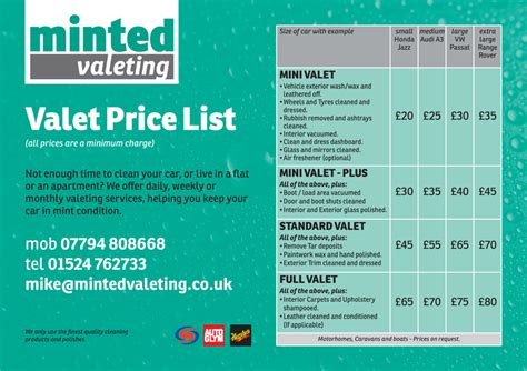 Beauty & health, reviews, fashion, life style, home, equipment, and. Pricelist | Minted Valeting & Detailing