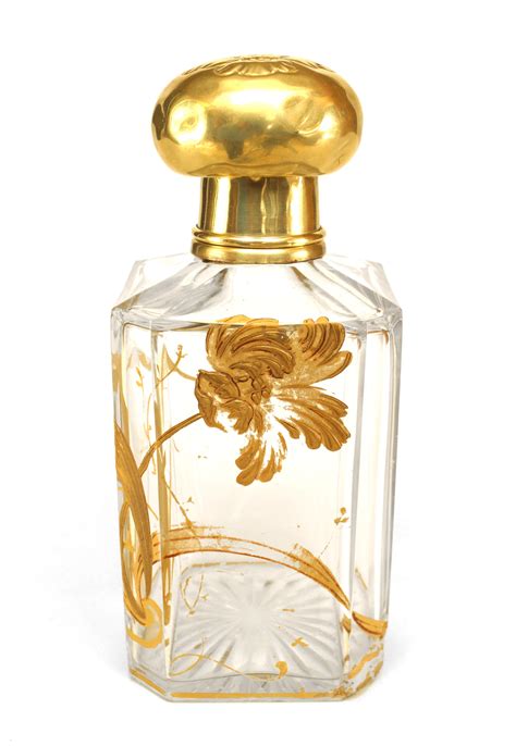 French Art Nouveau Gilt Crystal Perfume Bottle