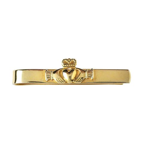 Claddagh Straight Yellow Gold Tie Bar Celtic Tie Pins Rings From