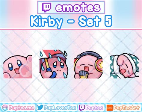 4x Cute Kirby Emotes Pack For Twitch Youtube And Discord Set Etsy Canada
