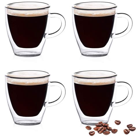 Epare 2 oz. Double-Wall Espresso Cups with Handle (Set of 4) | Walmart ...