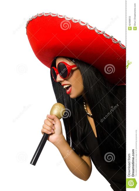 Young Attractive Woman Wearing Sombrero On White Stock Photo Image Of
