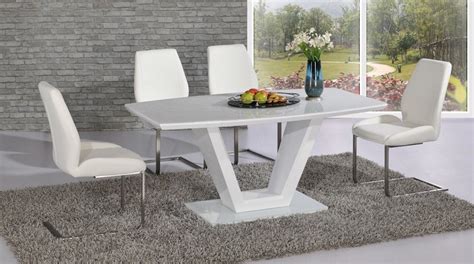 Modern White High Gloss Glass Dining Table And 6 Chairs