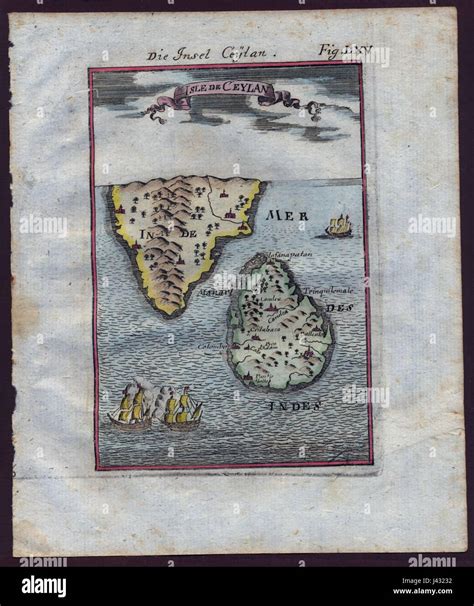Map Of Ceylon 1719 Stock Photo Alamy