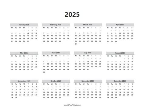 2025 Calendar Free Printable