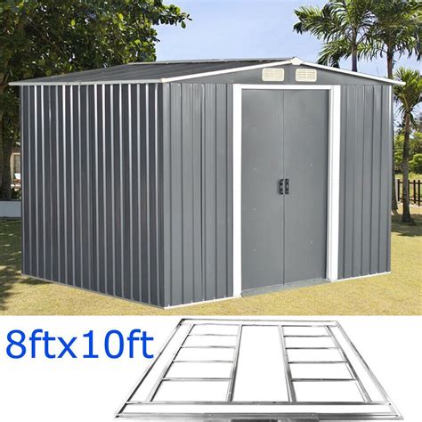 New Metal Garden Shed Apex Roof 10x8ft Storage House Tool Sheds With