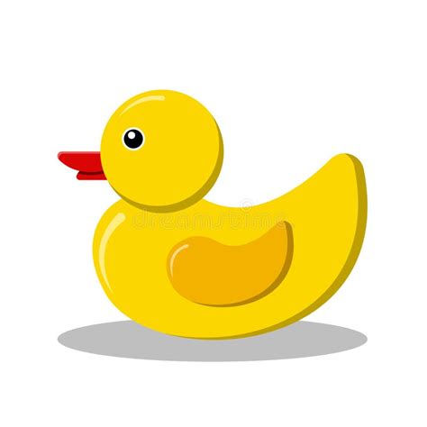 Yellow Rubber Duck Vector Illustration Cartoon Duckling Simple Color