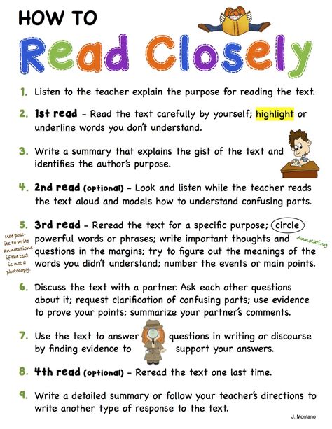 Gr 3 5 Some Recommended Steps For Doing Close Reading Reading