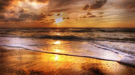 1600x900 Sunset Beach Sea Sun Clouds Wallpaper1600x900 Resolution Hd