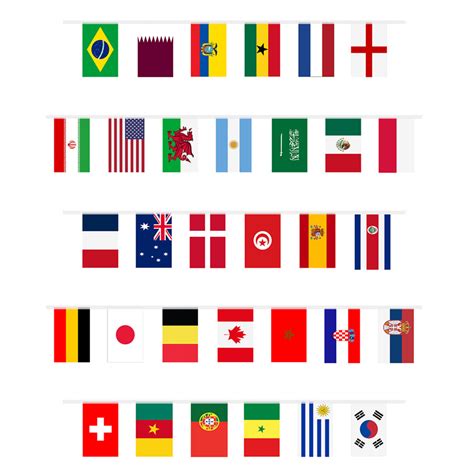 World Cup Football 2022 Countries Fabric Flag Bunting 7m Party Packs