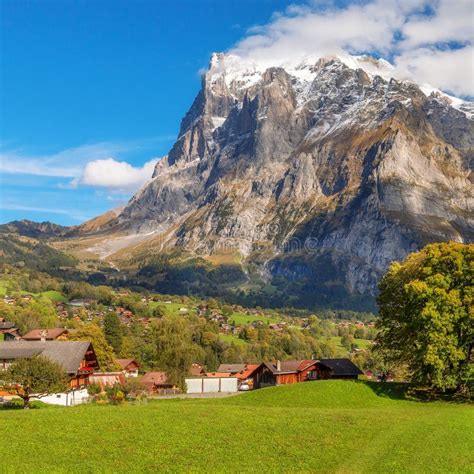 Grindelwald Switzerland Village And Mountains View Stock Photo Image