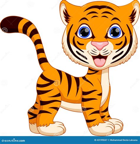 Cute Tiger Cub With Flowers Cartoon Vector 18083743