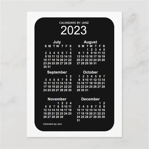 2023 White Neon 6 Month Mini Calendar By Janz Postcard Zazzle