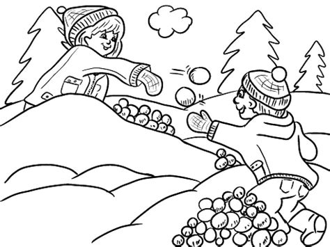 Printable Coloring Pages Snowball Fight