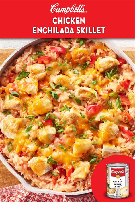 Who would guess campbell's condensed cream of chicken soup recipes are so versatile! Chicken Enchilada Skillet | Recipe in 2020 | Campbells soup recipes, Campbells recipes, Chicken ...
