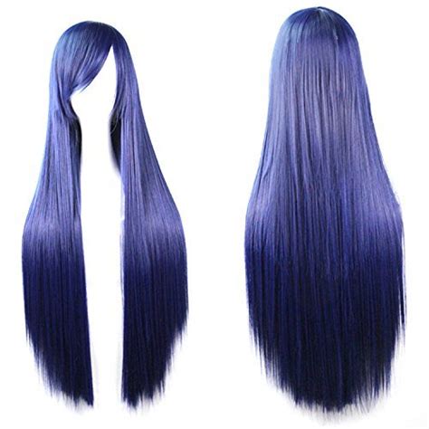 outop long straight anime supia yisol cosplay wigs 80cm navy blue beauty