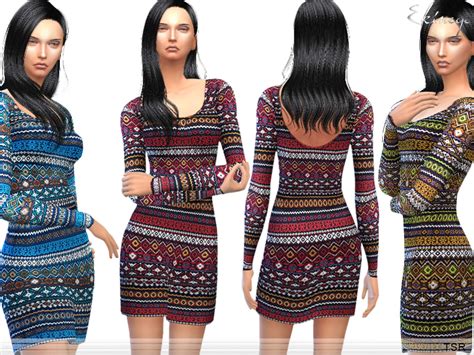 The Sims Resource Tribal Print Dress