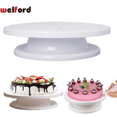 28 White Plastic Cake Turntable Plate Rotating Cake Decorating