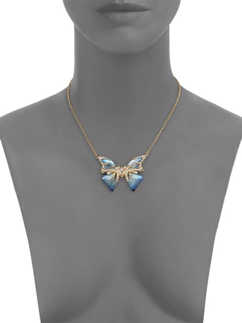 Alexis Bittar Swarovski Crystal Lucite Butterfly Pendant Necklace In