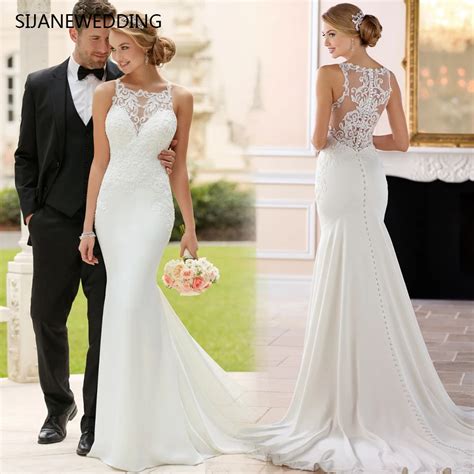 Sijane Lace Appliques Sleeveless Elegant Mermaid Wedding Dress Plus