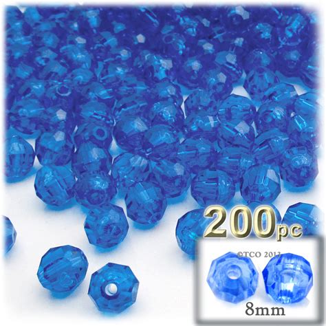 Plastic Faceted Beads Transparent 8mm 200 Pc Royal Blue
