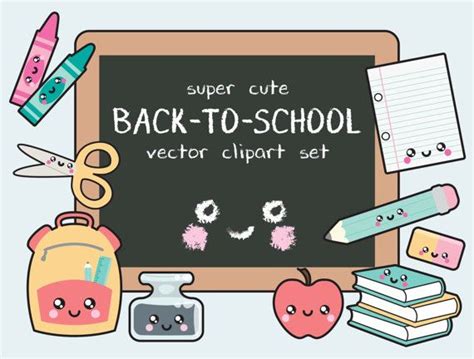 Premium Vector Clipart Kawaii Back To School Clipart Etsy In 2021