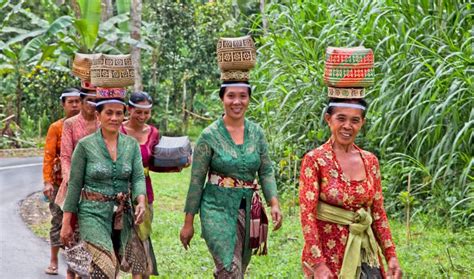 Indonesian Women Carry Offerings In Baskets Editorial Image Image Of Bali Pray 24359415
