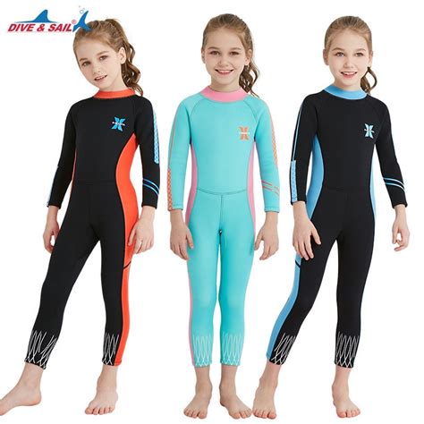 Diveandsail 25mm Neoprene Cute Girl Thermal Wetsuits Children Full Body