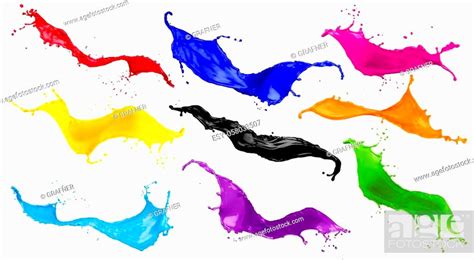Abstract Color Splash Set Isolated On White Background Stock Photo Picture And Low Budget