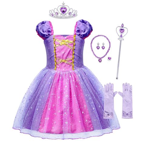 Christmas Girls Rapunzel Dress Kids Mesh Princess Dress Children