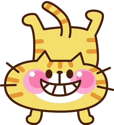 Smiling Yellow Cat Doing A Handstand Clipart Free Download