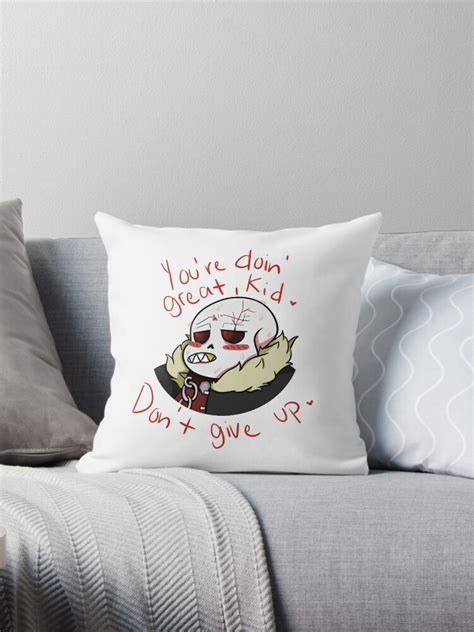 Underfell Sans Throw Pillows By Crazycreator32 Redbubble