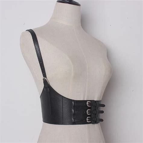Women S Wide Elastic Leather Belt Casual Corset Belt Shoulder Straps