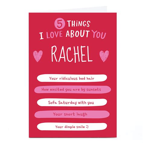 Buy Personalised Ebony Newton Valentines Day Card Five Things I Love