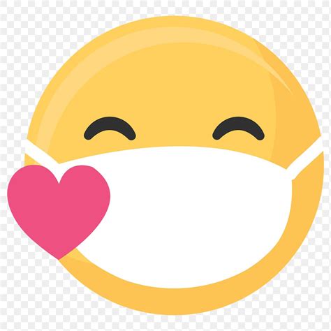 Blowing Heart Emoji Wearing A Face Mask During Coronavirus