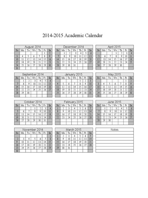 2014 2015 Academic Calendar Edit Fill Sign Online Handypdf