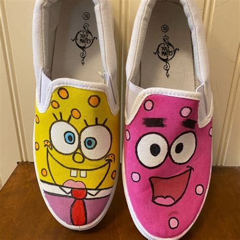 Target Shoes Spongebob Painted White Slip On Shoes Poshmark