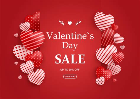 Valentines Day Sale Banner Lovely Valentine Day Hearts 1961789 Vector