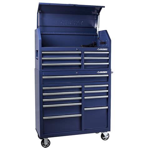 Husky Standard Duty 41 Inch W 16 Drawer Tool Storage Chest And Rolling Cabinet Combo In Gl