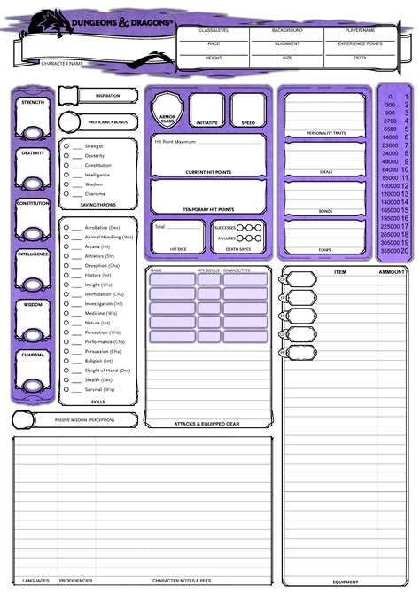 Coloured Sheets By Vinceepx Dnd Character Sheet Rpg Character Sheet